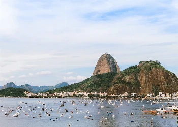 mountain range and body of water